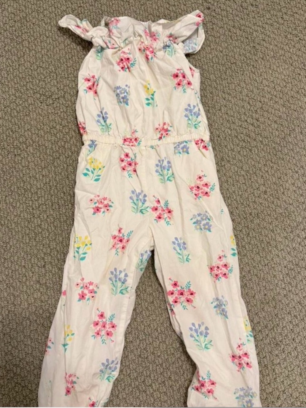 Gymboree White Floral Girls Jumpsuit - Pink, Blue & Yellow Flowers